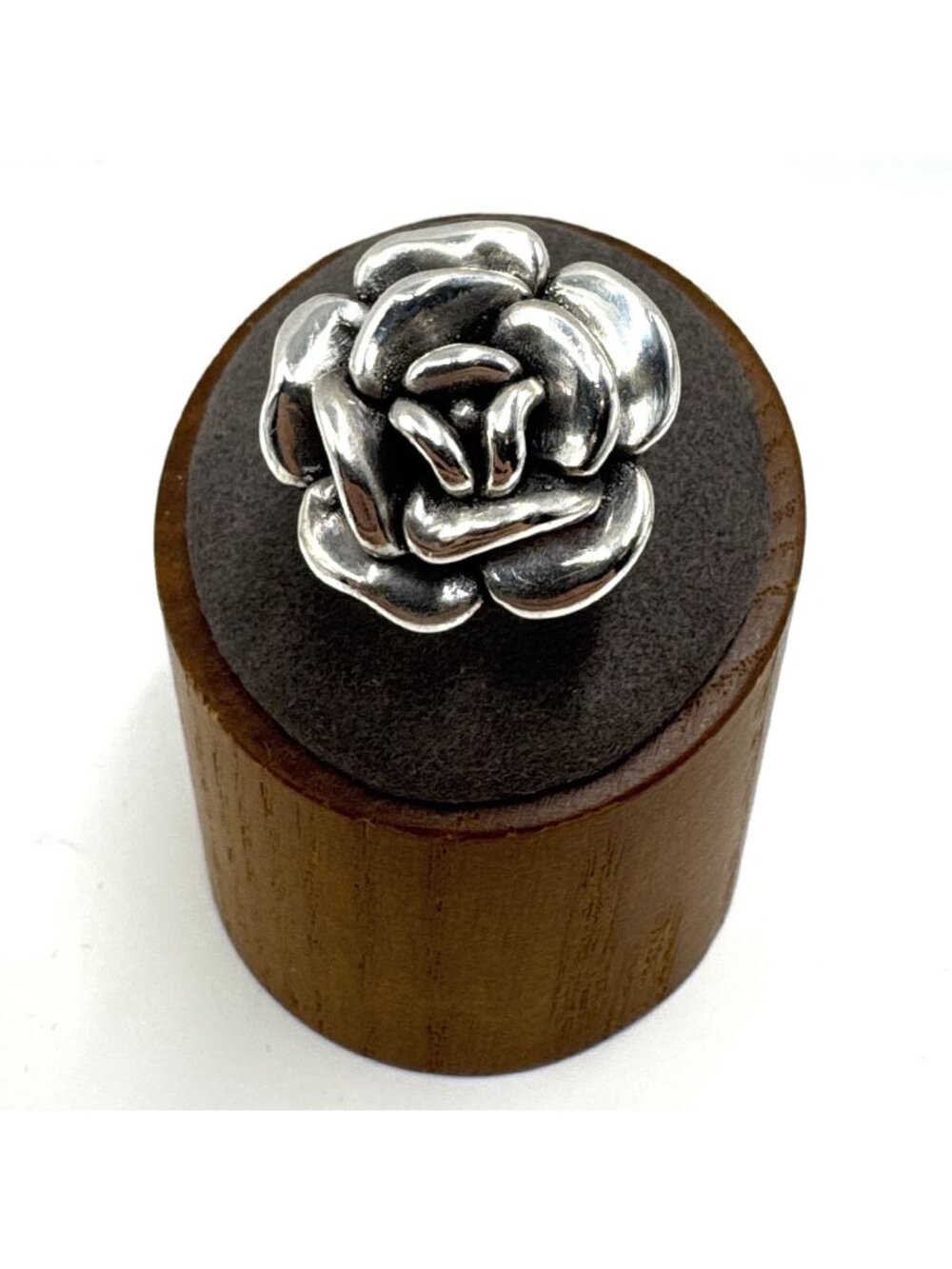 Sterling Silver 925 Flower Design Puffed Rose Floral Statement Ring Size 6